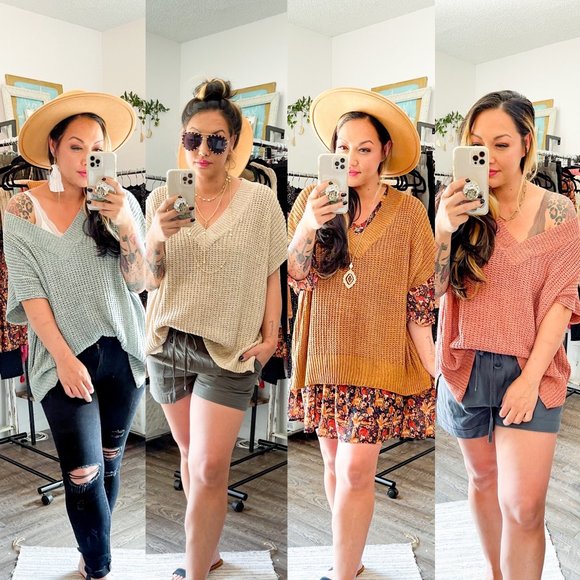 TAN Vneck Short Sleeve Sweater Vest - Picture 4 of 5